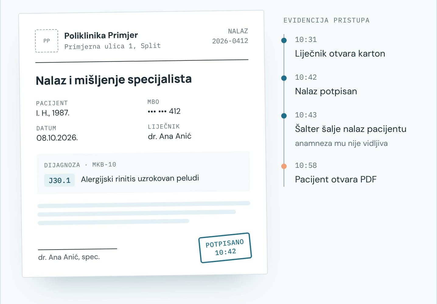 Dotur: nalaz specijalista s dijagnozom i potpisom, uz evidenciju tko je i kada otvorio karton